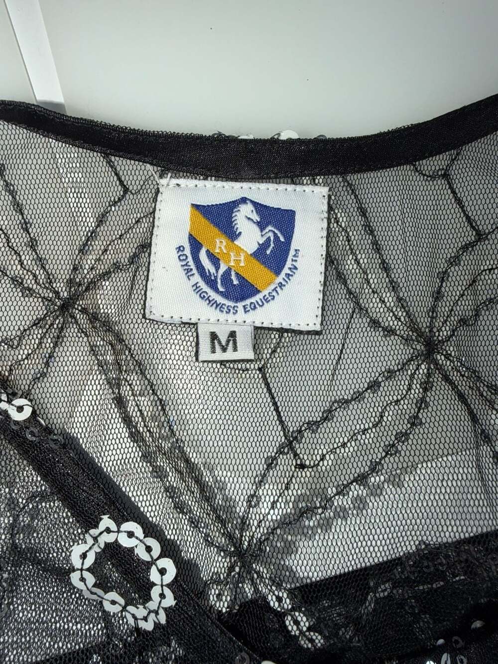 Royal Highness Equestrian Black Embroidered Mesh Sequin Vest - Picture 5 of 6